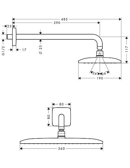 Hansgrohe augšējā duša Raindance E Air 27376000