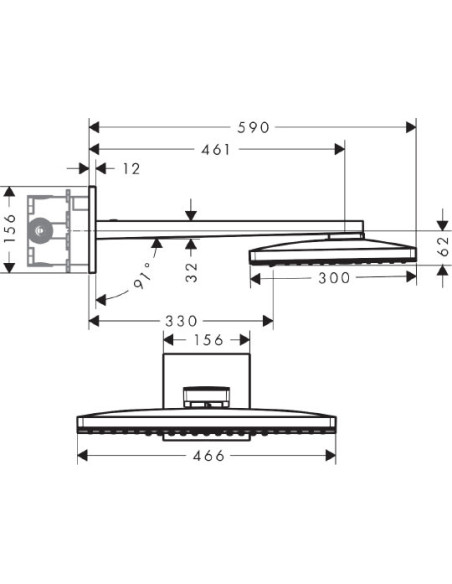 Hansgrohe augšējā duša Rainmaker Select 460 24007400