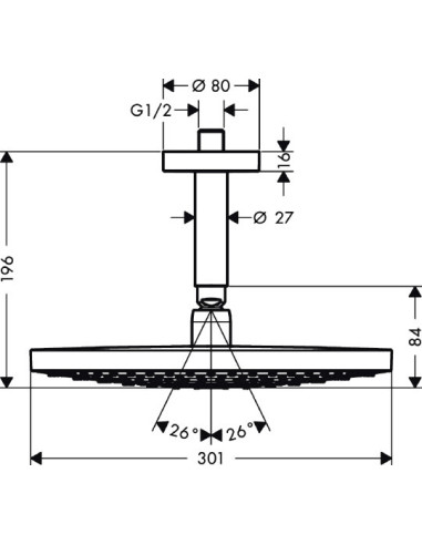 Hansgrohe augšējā duša Raindance Select S 300...