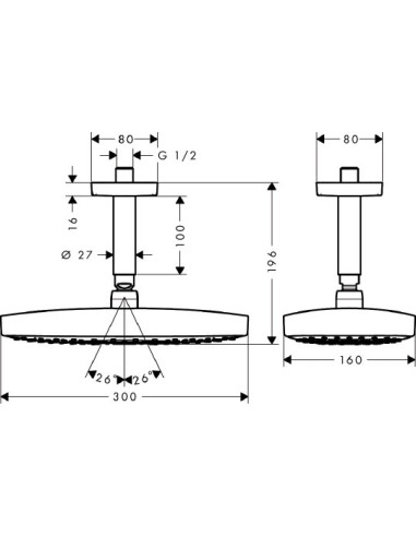 Hansgrohe augšējā duša Raindance Select E 300...
