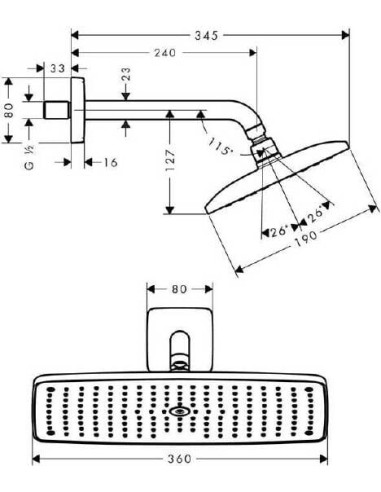 Hansgrohe augšējā duša Raindance E Air 27371000