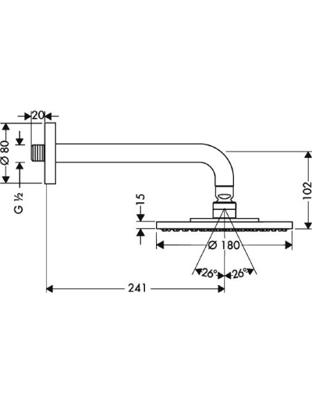 Hansgrohe augšējā duša Raindance S 180 1 jet 27471000