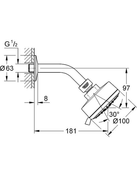 Grohe augšējā duša Tempesta Cosmopolitan 27869001 - 6 Grohe augšējā duša Tempesta Cosmopolitan 27869001 - 6