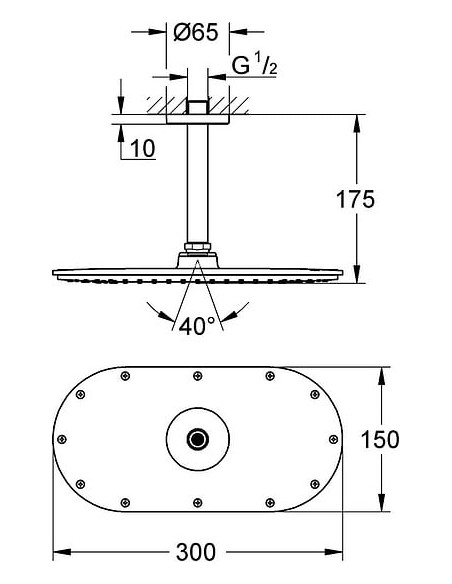 Grohe augšējā duša Rainshower Veris 300 26069000 - 6