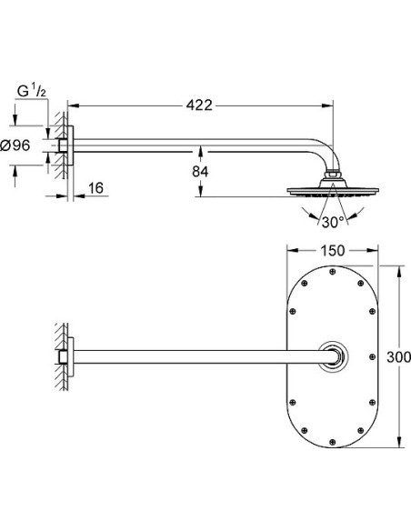 Grohe augšējā duša Rainshower Veris 300 26170000 - 6