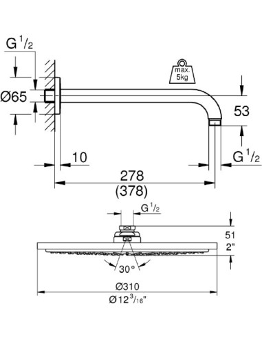 Grohe augšējā duša Rainshower 26066GL0 - 4