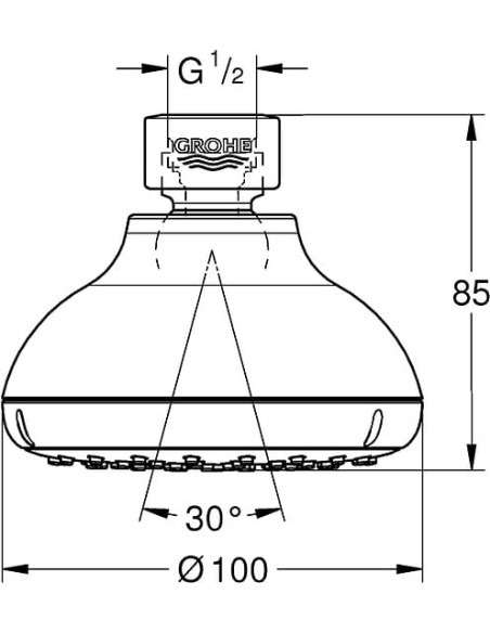 Grohe augšējā duša Tempesta Classic 26050001 - 3