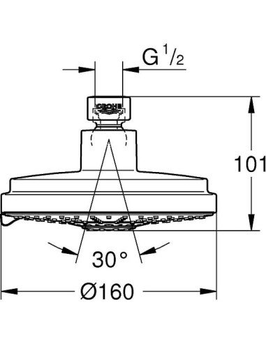 Grohe augšējā duša Rainshower Cosmopolitan 160 27134000 - 4