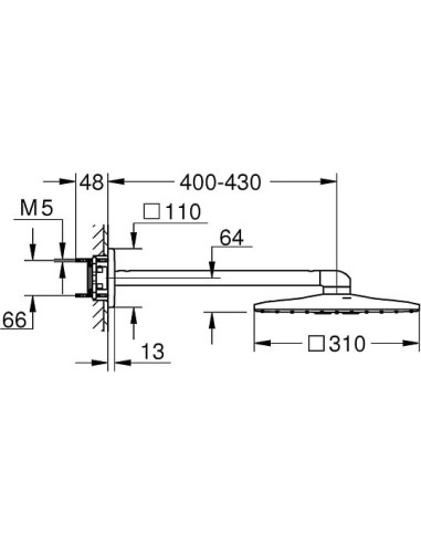 Grohe augšējā duša Rainshower SmartActive Cube 26479000 - 13