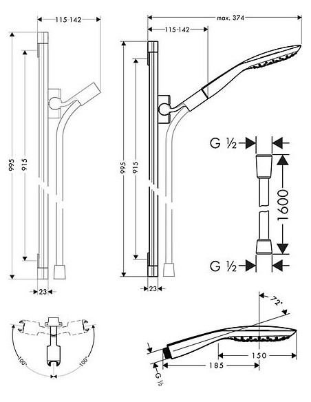 Hansgrohe dušas komplekts PuraVida 27853400