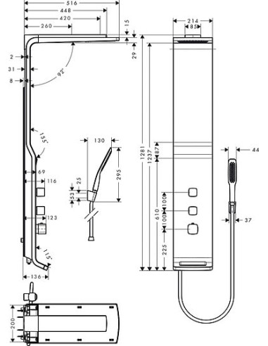 Hansgrohe dušas panelis Raindance Lift 27008000