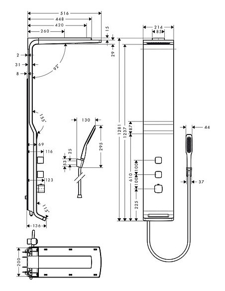 Hansgrohe dušas panelis Raindance Lift 27008000