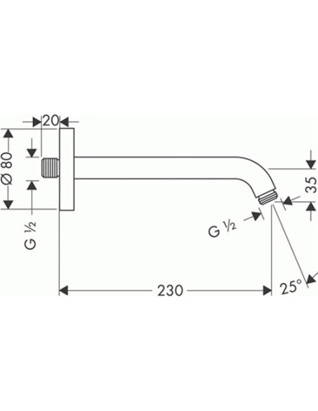 Hansgrohe kronšteins augšējai dušai 27412000 - 3 Hansgrohe kronšteins augšējai dušai 27412000 - 3