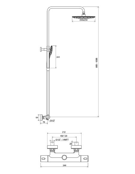 Ravak dušas komplekts Termo 300 TE 093.00/150 - 3