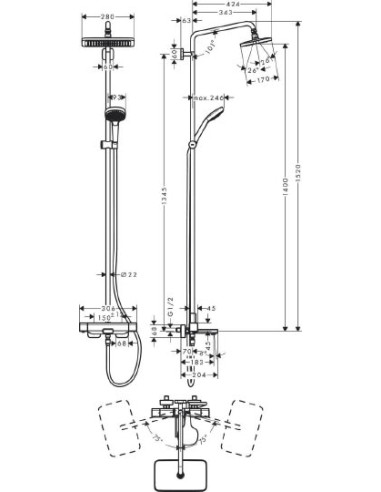 Hansgrohe dušas komplekts Croma 27687000
