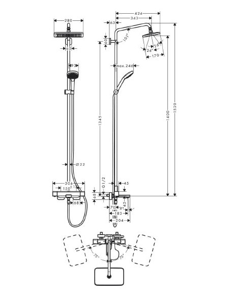 Hansgrohe dušas komplekts Croma 27687000