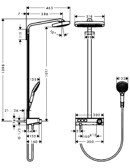 Hansgrohe dušas komplekts Raindance Select E 300 3jet 27127000