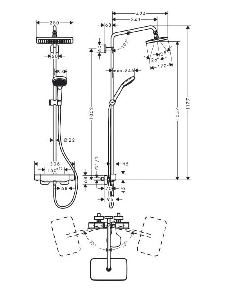 Grohe rokas duša Rainshower Icon 27630000 - 16 Grohe rokas duša Rainshower Icon 27630000 - 16