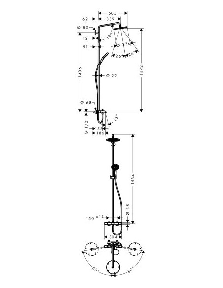 Hansgrohe dušas komplekts Raindance Select S 240 27117000