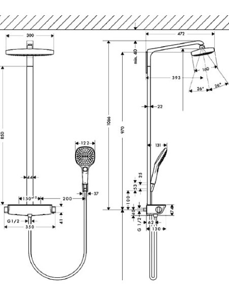 Hansgrohe dušas komplekts Raindance Select E 300 2jet 27128400