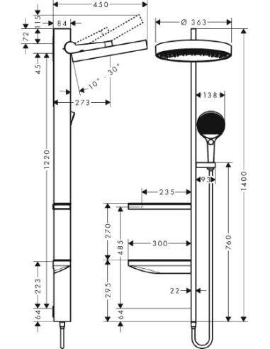 Hansgrohe dušas komplekts Rainfinity 26842000 - 3