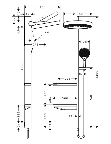 Hansgrohe dušas komplekts Rainfinity 26842000 - 3