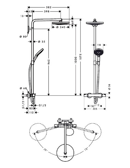 Hansgrohe dušas komplekts Raindance Select S 240 2jet 27129000