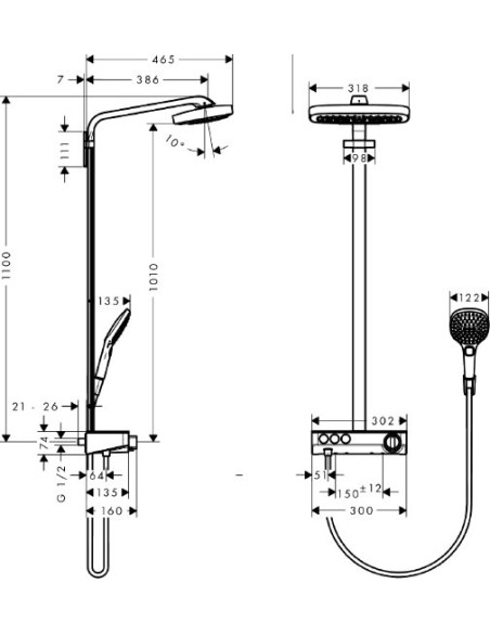 Hansgrohe dušas komplekts Raindance Select E 300 3jet 27127400