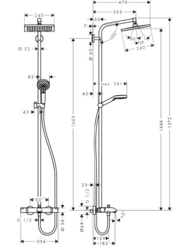 Hansgrohe dušas komplekts Crometta E 240 1jet...