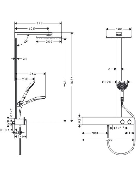 Hansgrohe dušas komplekts Raindance E Showerpipe 300 27363000