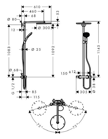 Hansgrohe dušas komplekts Raindance Select S 300 27114000