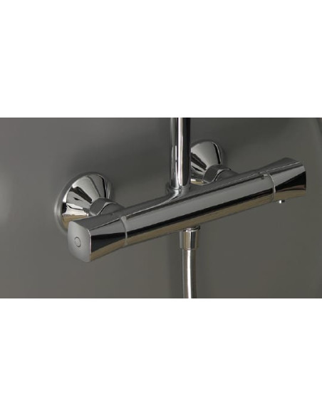 Crometta 160 1jet Showerpipe ar augšējo dušu, rokas dušas klausuli un termostatu, balts/hroms