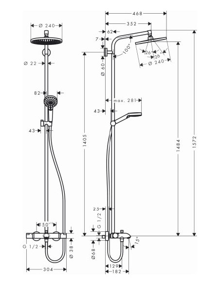 Hansgrohe dušas komplekts Crometta S 240 Showerpipe 27320000