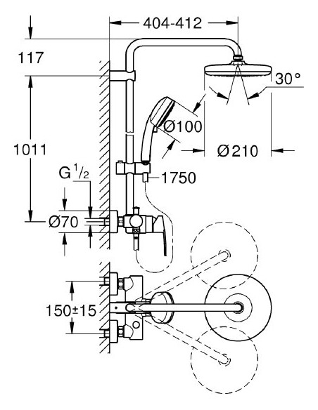 Grohe dušas komplekts Tempesta Cosmopolitan 26224001 - 4