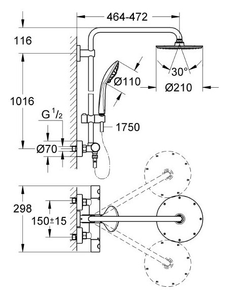 Grohe dušas komplekts Euphoria XXL System 210 27964000 - 3