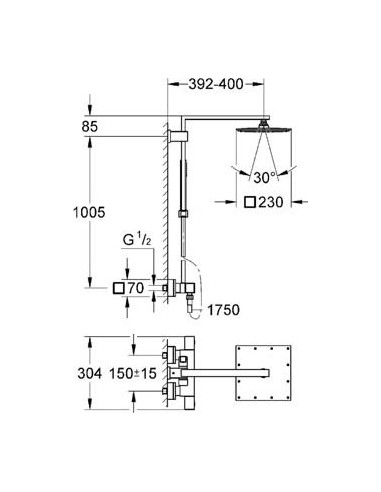 Grohe dušas komplekts Euphoria Cube XXL System 230 - 10