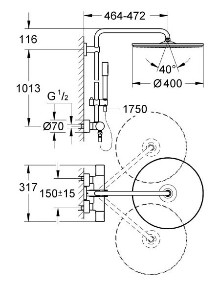 Grohe dušas komplekts Rainshower System 400 27174001 - 11 Grohe dušas komplekts Rainshower System 400 27174001 - 11