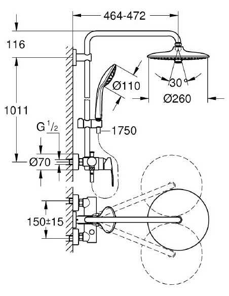 Grohe dušas komplekts Euphoria 260 27473001 - 3