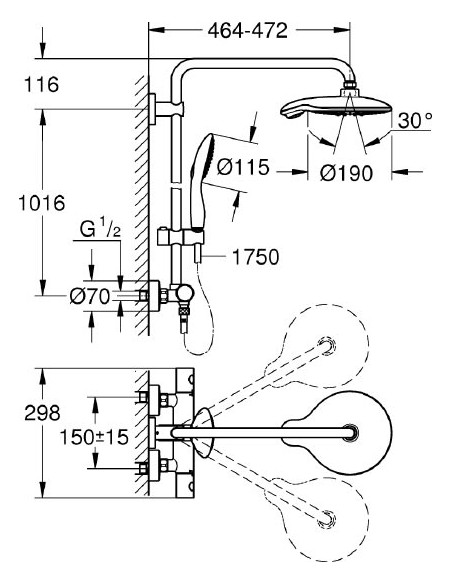 Grohe dušas komplekts Euphoria Power&Soul System 190 - 5