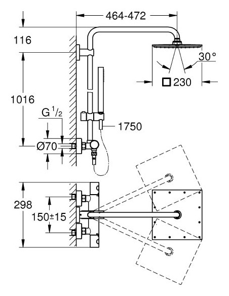 Grohe dušas komplekts Euphoria XXL Cube 230 26187000 - 10 Grohe dušas komplekts Euphoria XXL Cube 230 26187000 - 10