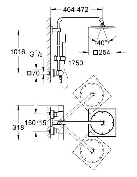 Grohe dušas komplekts Rainshower F-series System 10 27469000 - 9