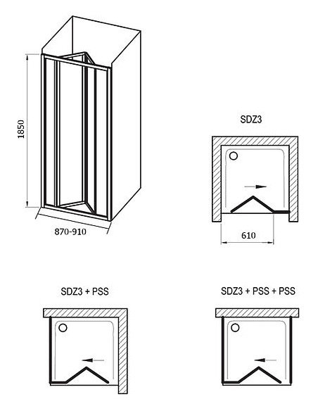 Ravak dušas durvis SDZ3-90 - 6