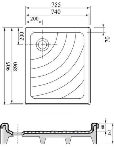 Ravak dušas paliktnis Aneta 75x90 EX - 4
