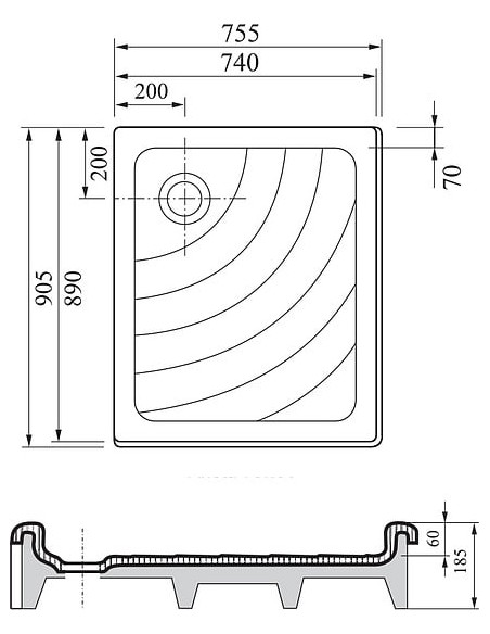 Ravak dušas paliktnis Aneta 75x90 EX - 4