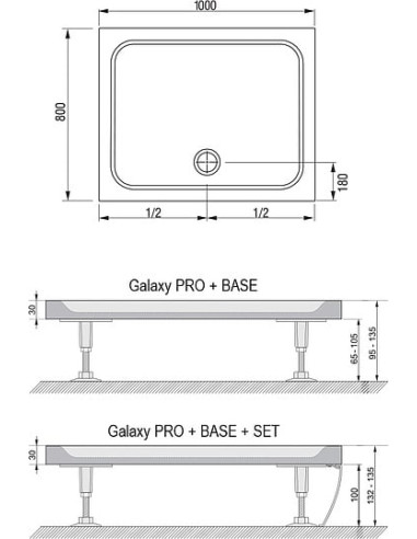 Ravak dušas paliktnis Gigant Pro 100х80 Chrome - 4