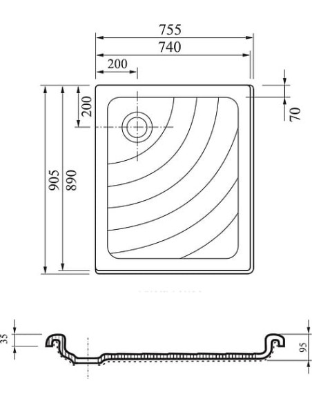 Ravak dušas paliktnis Aneta 75x90 LA - 5