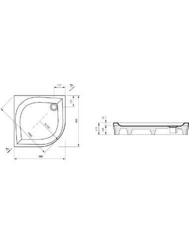 Ravak dušas paliktnis Elipso-90 EX - 4