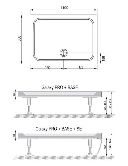 Ravak dušas paliktnis Gigant Pro 110х80 Chrome - 4