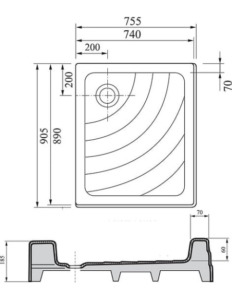 Ravak dušas paliktnis Aneta 75x90 PU - 3