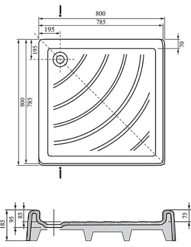 Ravak dušas paliktnis Angela-80 PU - 4